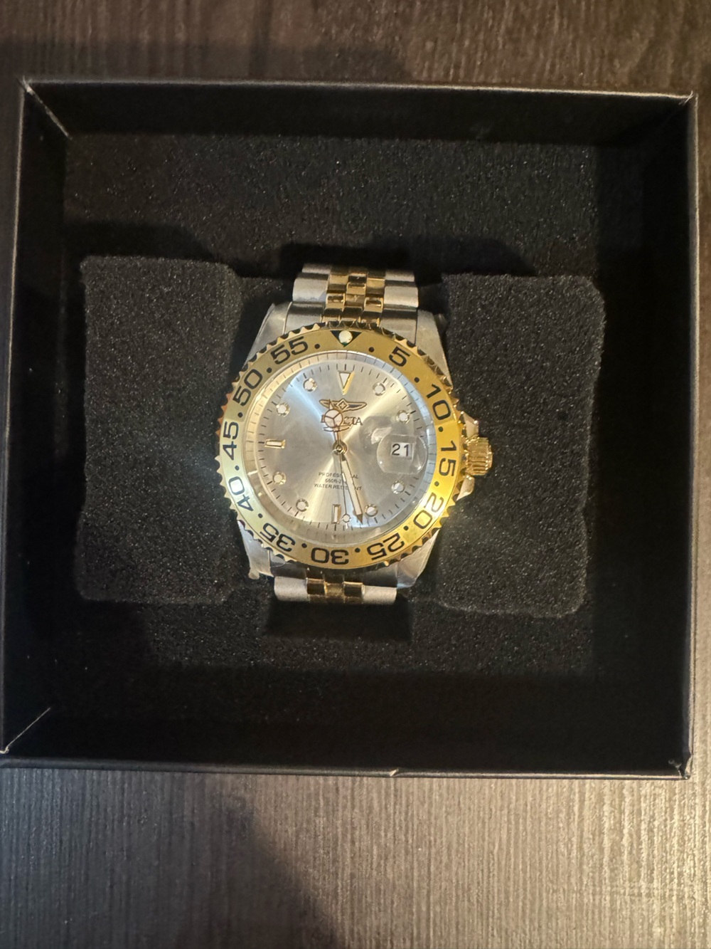 Two-Tone Men's Stainless Steel Watch with Gold Accents